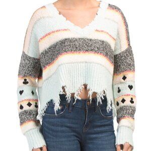Wildfox Harester Spade Fair Isle Cropped Sweater